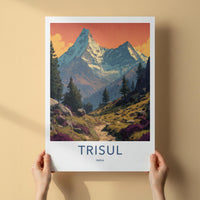 Trisul Poster - India Travel Art - Uttarakhand Himalayan Peaks Path Home Decor