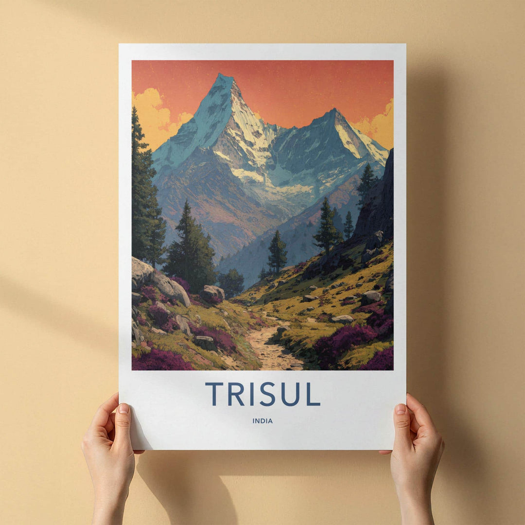 Trisul Poster - India Travel Art - Uttarakhand Himalayan Peaks Path Home Decor
