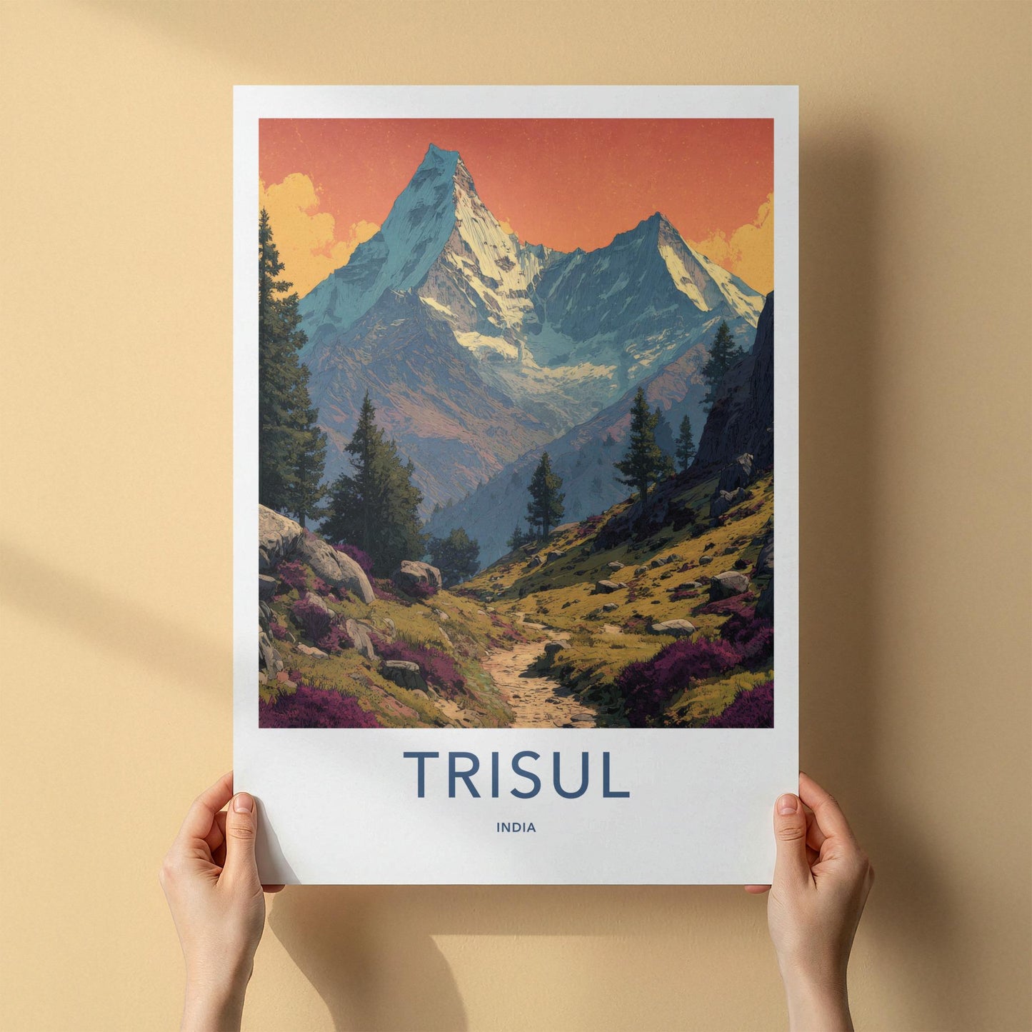 Trisul Poster - India Travel Art - Uttarakhand Himalayan Peaks Path Home Decor