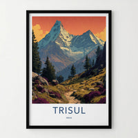 Trisul Poster - India Travel Art - Uttarakhand Himalayan Peaks Path Home Decor