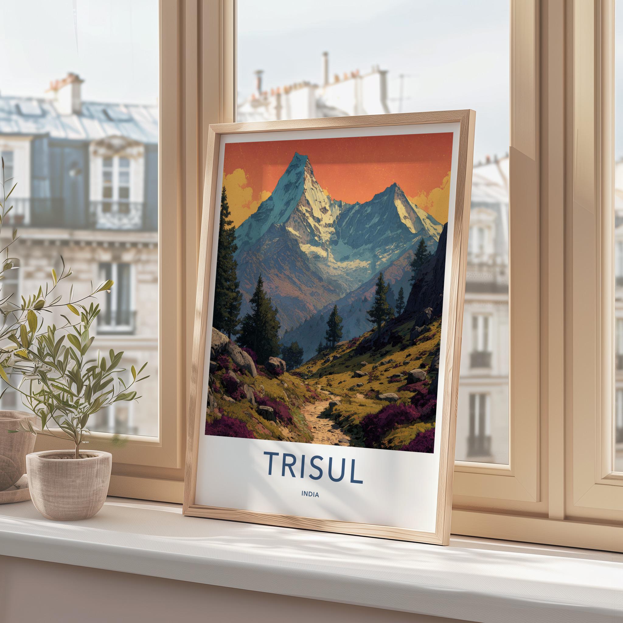 Trisul Poster - India Travel Art - Uttarakhand Himalayan Peaks Path Home Decor