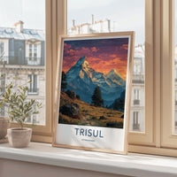 Trisul Poster - India Travel Art - Uttarakhand Majestic Mountain Sunset Home Decor