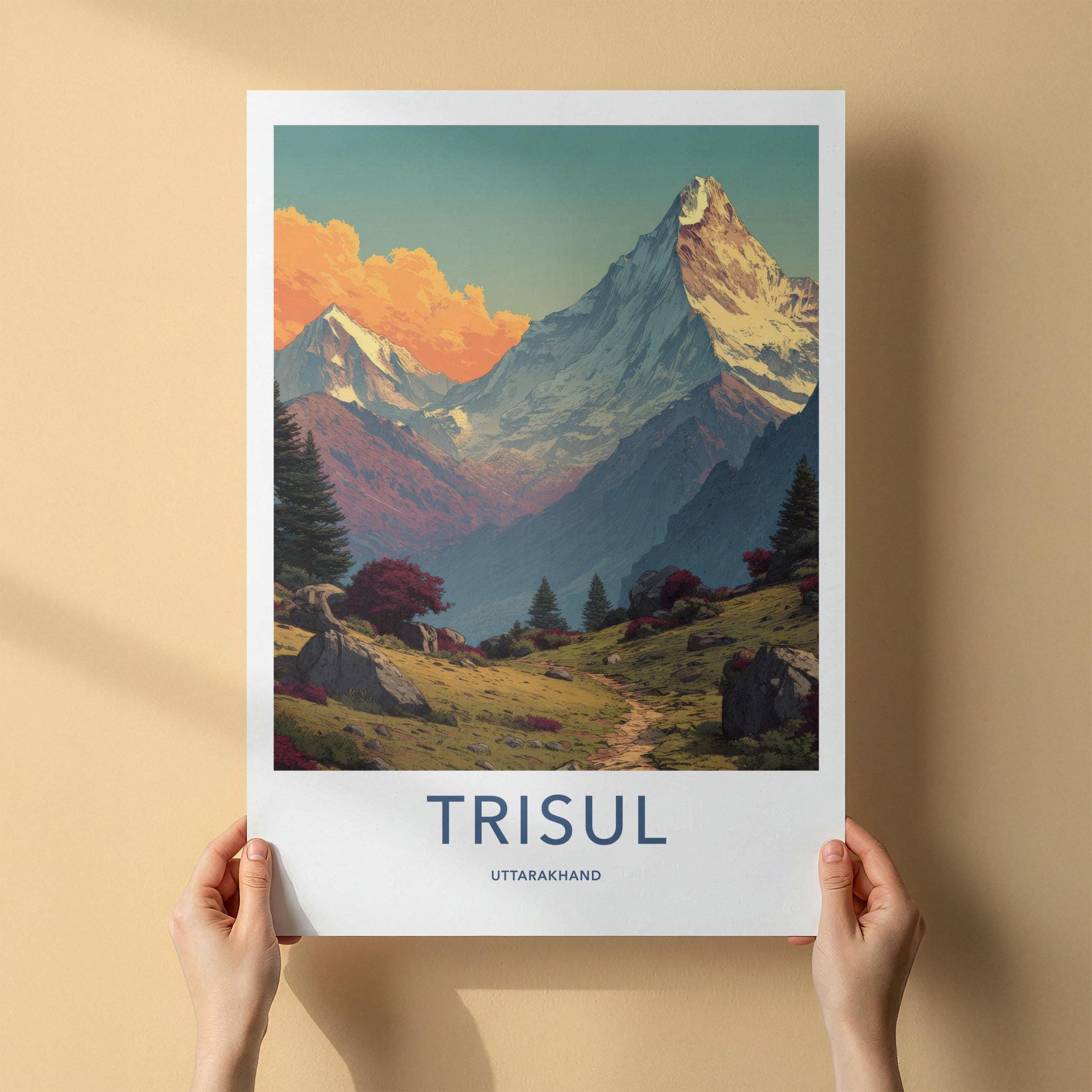 Trisul Poster - India Travel Art - Uttarakhand Mountain View Wall Decor