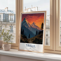 Trisul Poster - India Travel Art - Uttarakhand snowy peaks sunset Home Decor