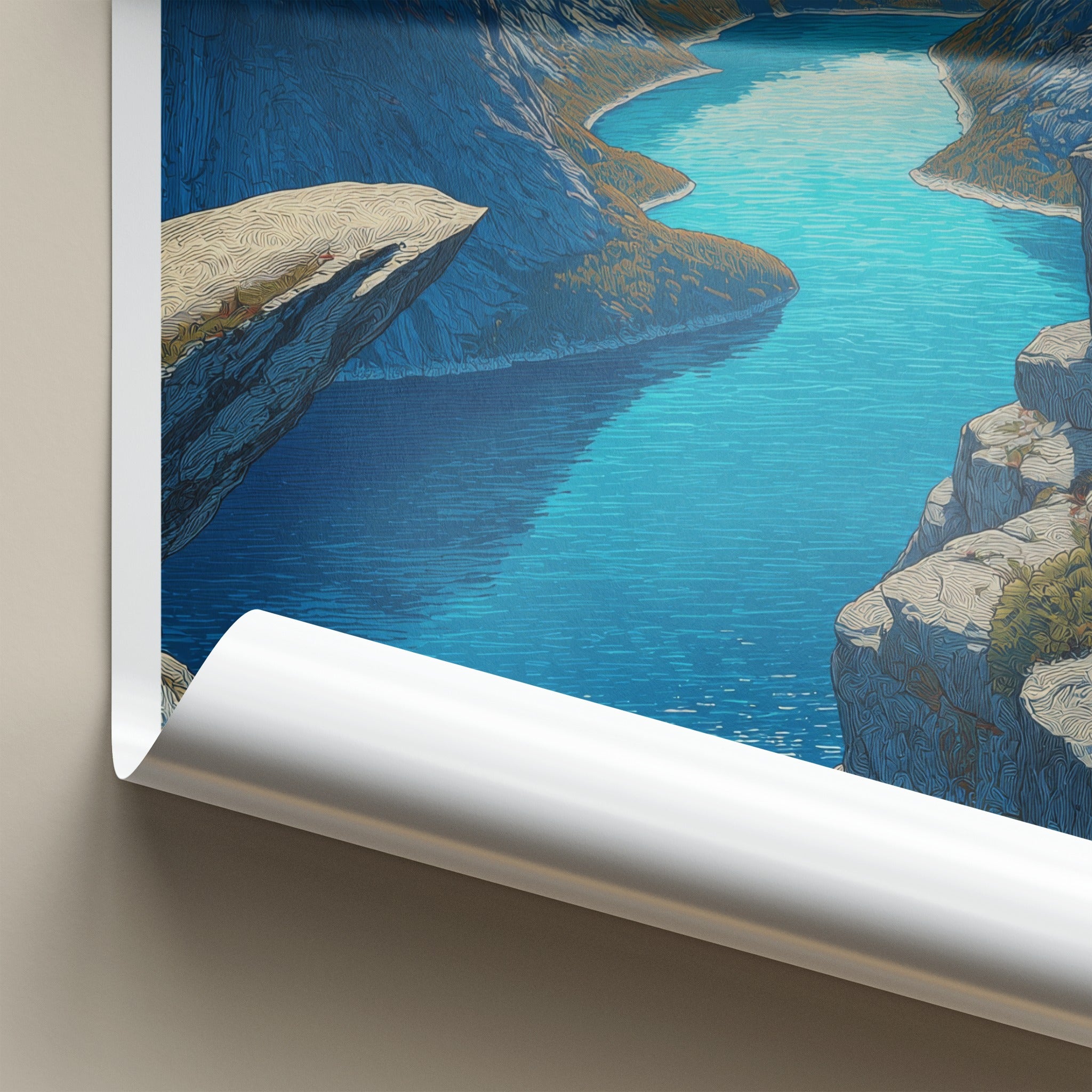 Trolltunga Poster - Norway Travel Print - Cliff Overlook Home Decor
