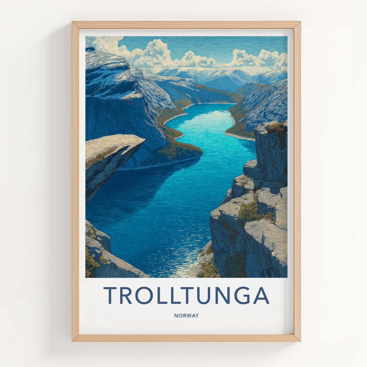 Trolltunga Poster - Norway Travel Print - Cliff Overlook Home Decor
