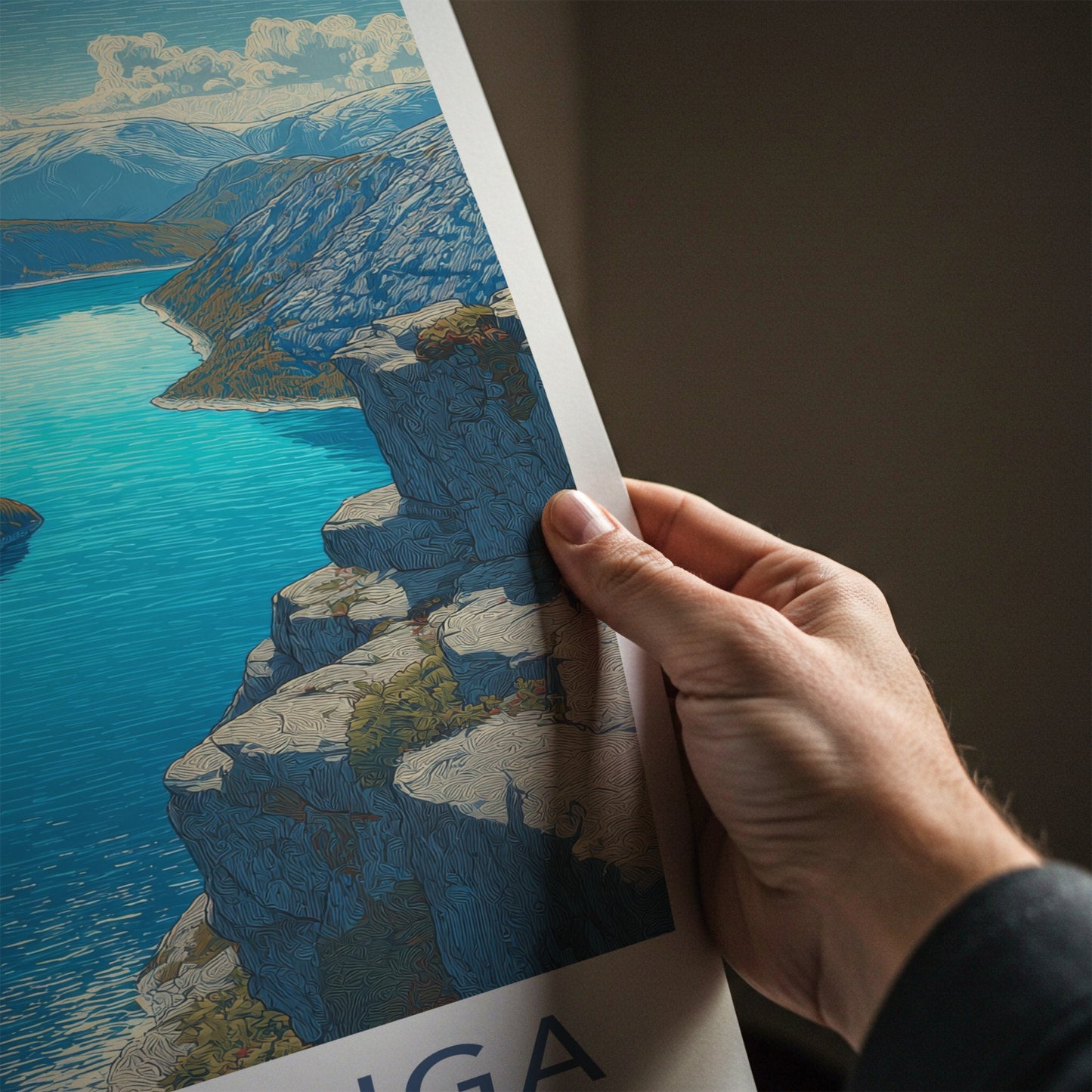 Trolltunga Poster - Norway Travel Print - Cliff Overlook Home Decor