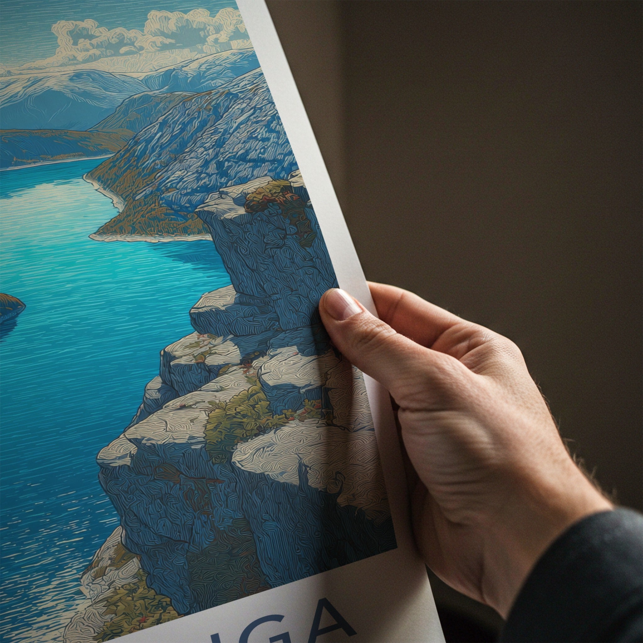 Trolltunga Poster - Norway Travel Print - Cliff Overlook Home Decor