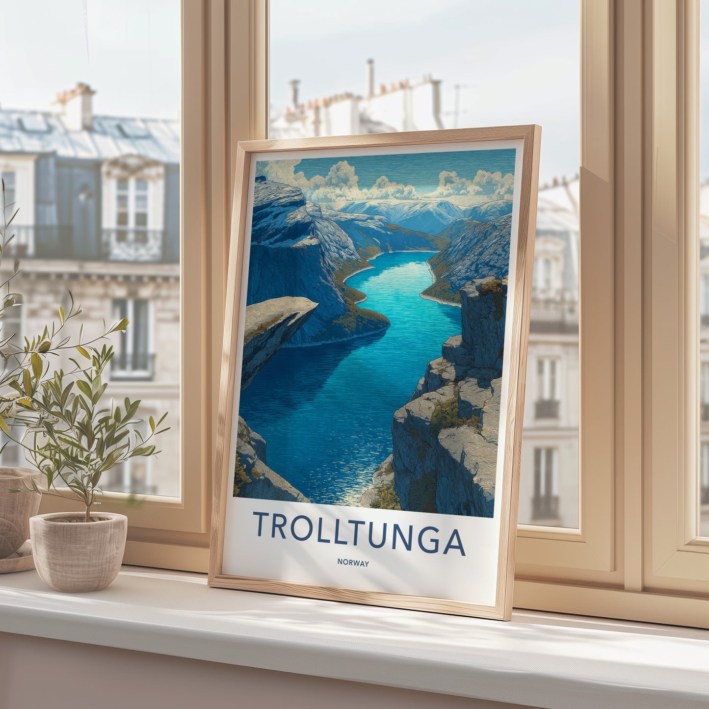 Trolltunga Poster - Norway Travel Print - Cliff Overlook Home Decor