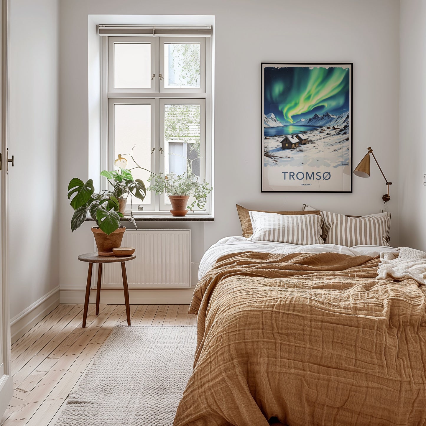 Tromso Poster - Norway Framed Print - Green Aurora Sky Framed Decor