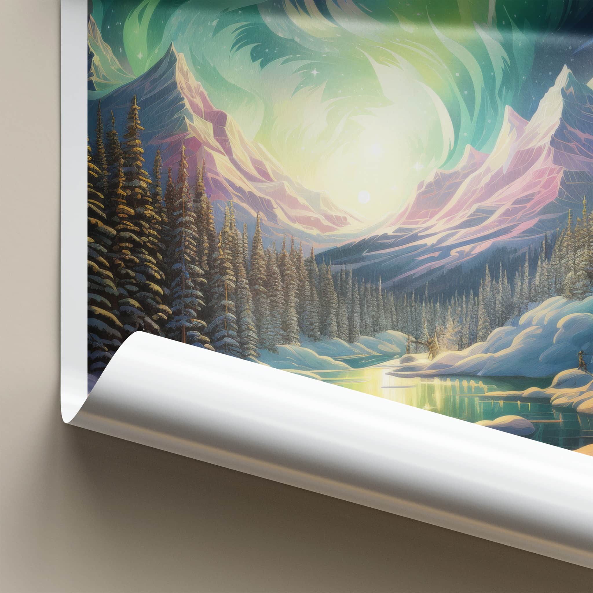 Tromso Poster - Norway Travel Art - Aurora Lake Landscape Home Decor