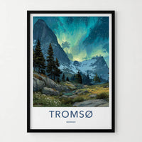 Tromso Poster - Norway Travel Art - Starlit Mountain Stream Home Decor