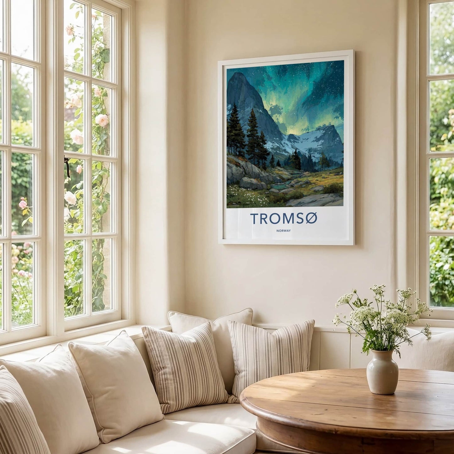 Tromso Poster - Norway Travel Art - Starlit Mountain Stream Home Decor
