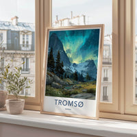Tromso Poster - Norway Travel Art - Starlit Mountain Stream Home Decor