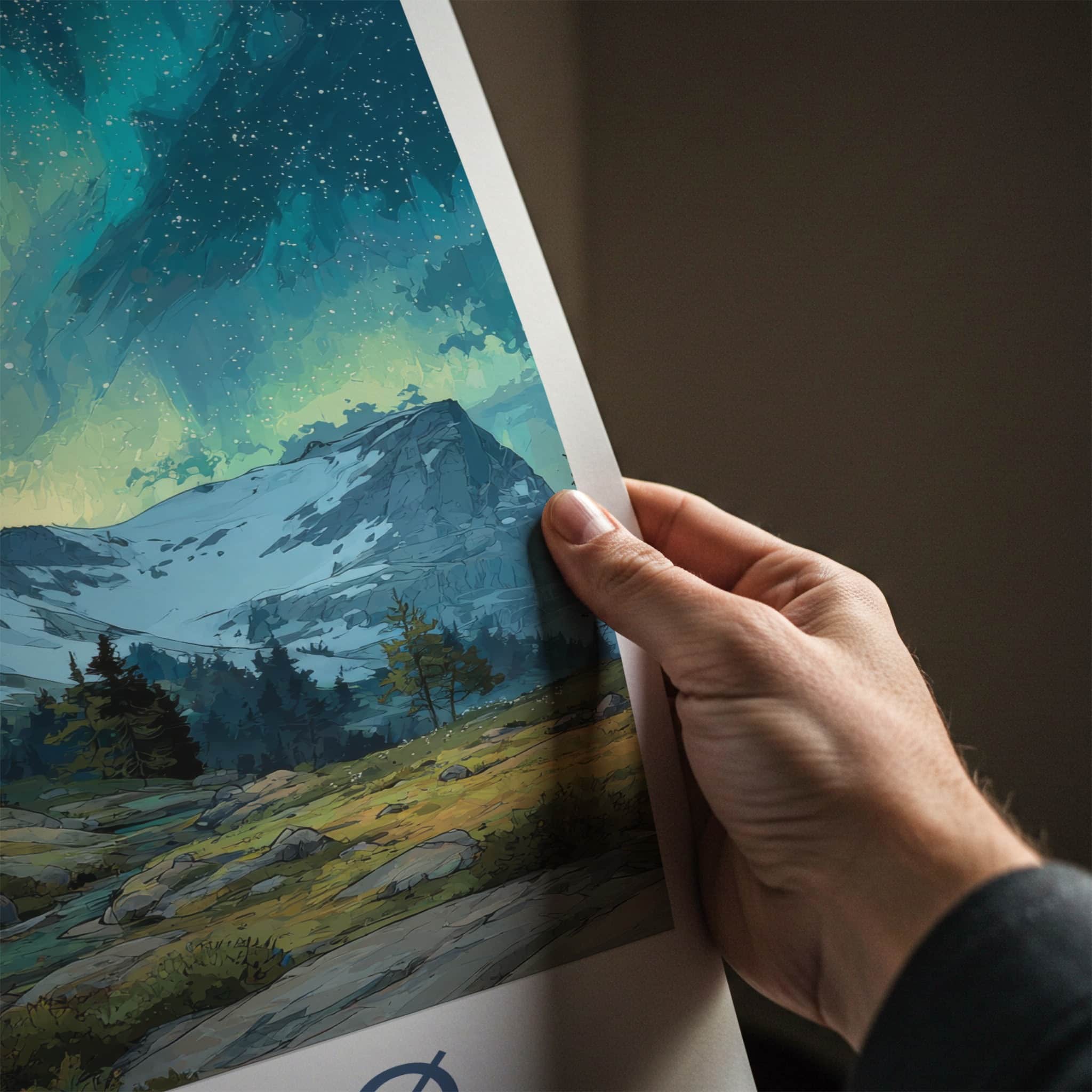 Tromso Poster - Norway Travel Art - Starlit Mountain Stream Home Decor