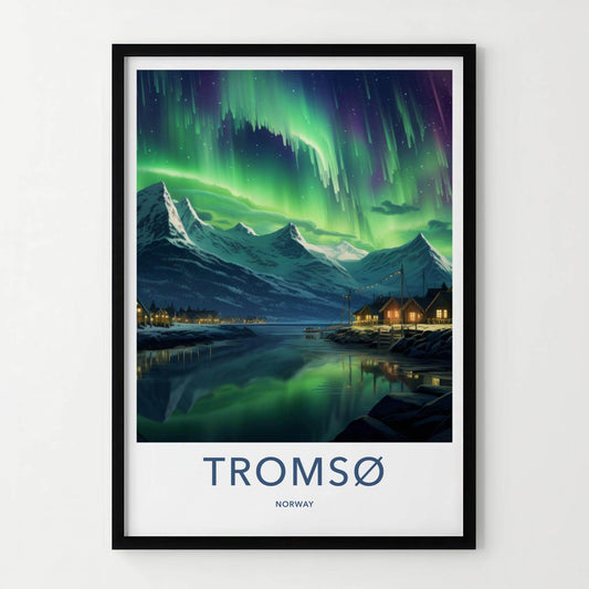 Tromsø Poster - Norway Wall Art Featuring Northern Lights & Serene