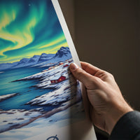 Tromso Poster - Norway Wall Art - Vibrant Aurora Fjord Home Decor