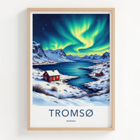 Tromso Poster - Norway Wall Art - Vibrant Aurora Fjord Home Decor