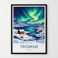 Tromso Poster - Norway Wall Art - Vibrant Aurora Fjord Home Decor