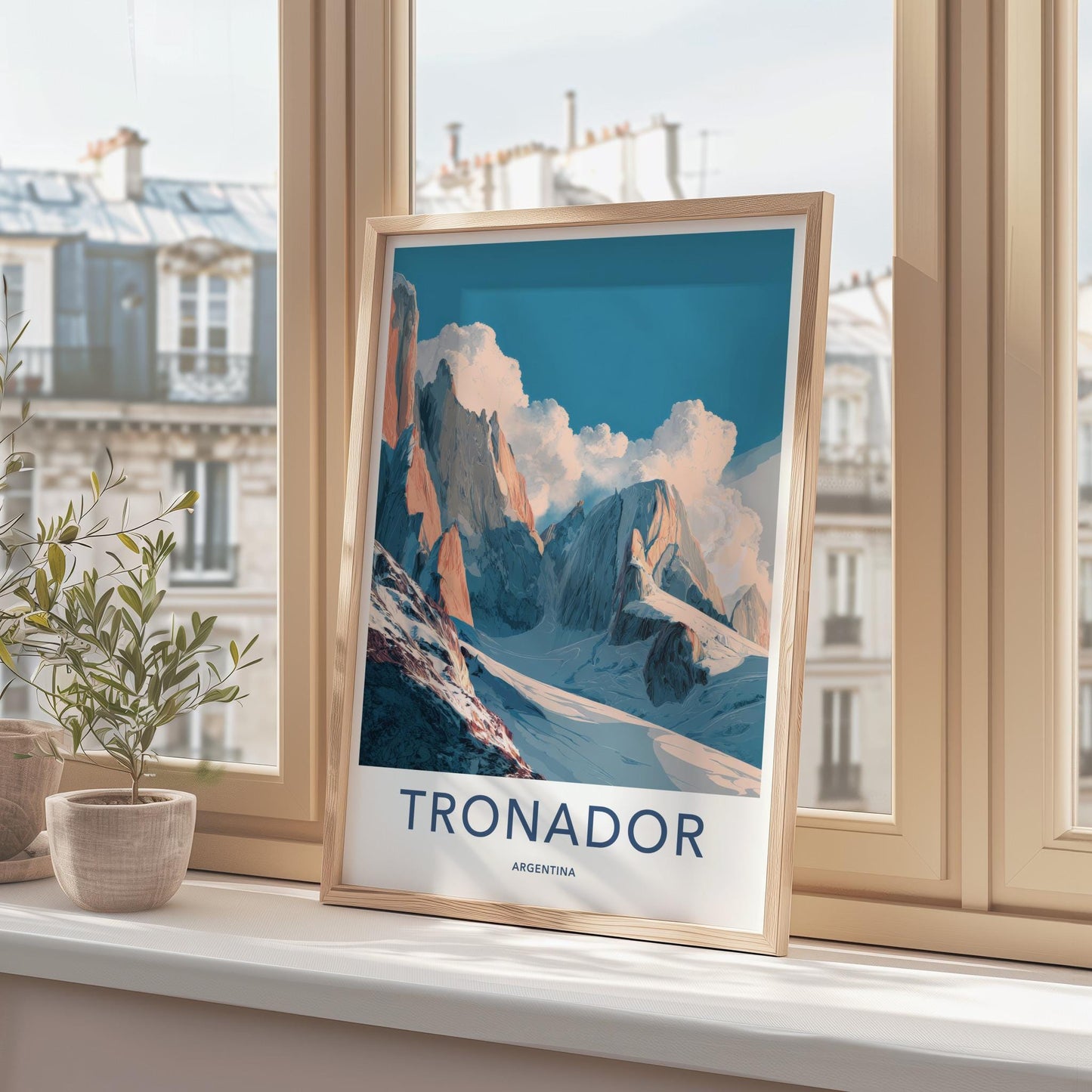 Tronador Poster - Argentina Travel Art - Alpenglow Mountain Scene Home Decor