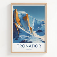 Tronador Poster - Argentina Travel Art - Orange Rock Glaciers Wall Decor