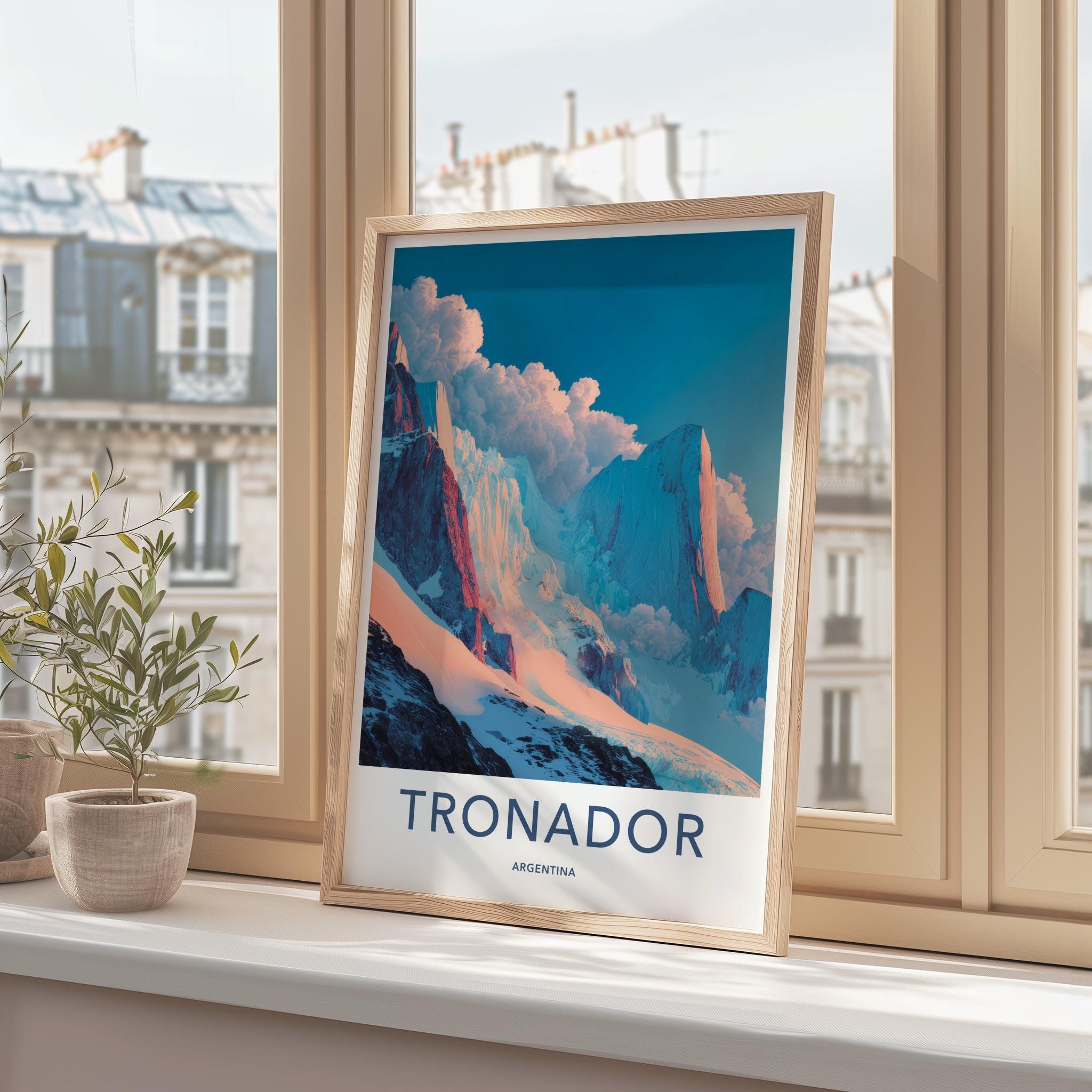 Tronador Poster - Argentina Travel Art - Sunrise Mountain Peaks Home Decor