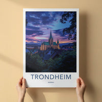 Trondheim Poster - Norway Travel Art - Nidaros Cathedral Sunset Home Decor