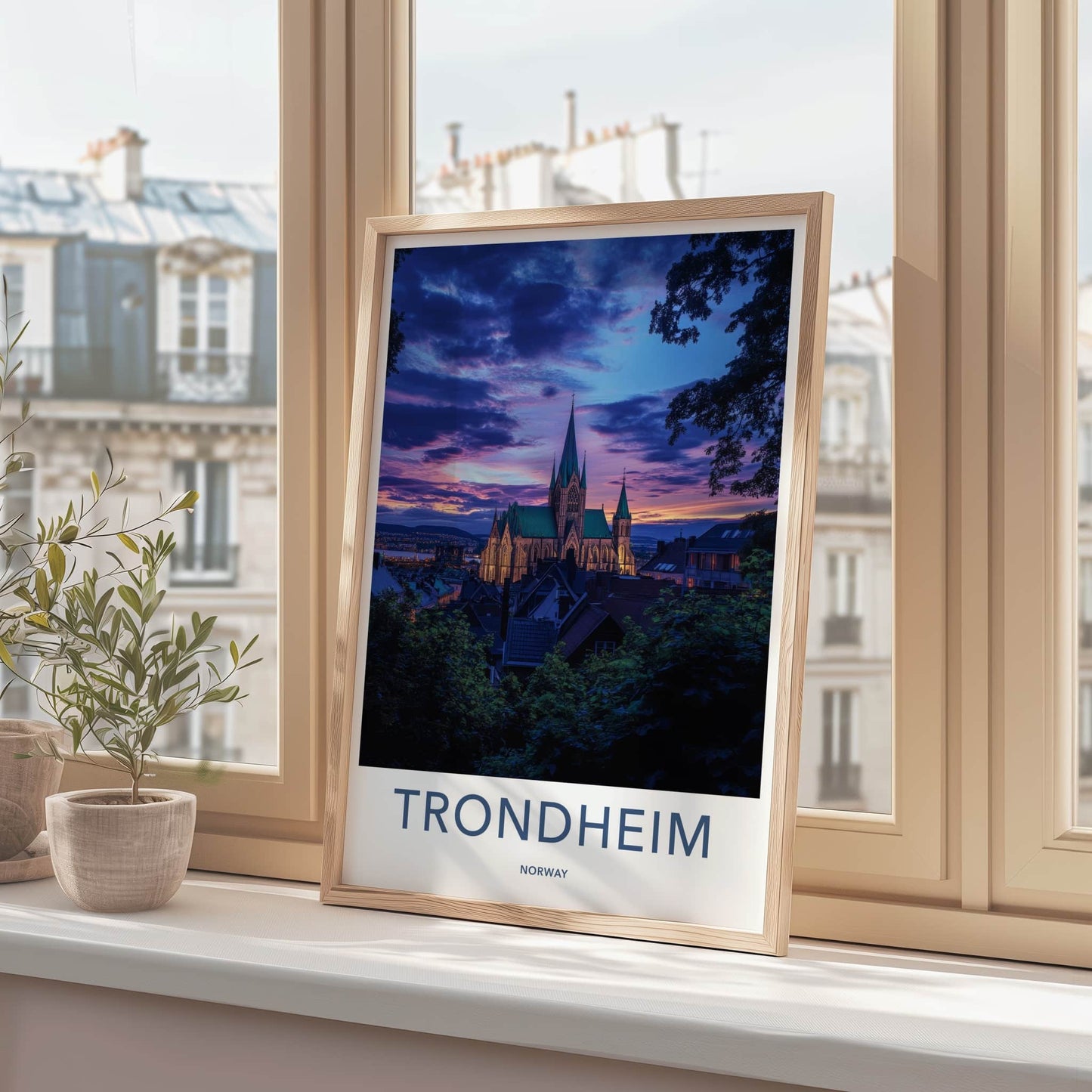 Trondheim Poster - Norway Travel Art - Nidaros Cathedral Sunset Home Decor