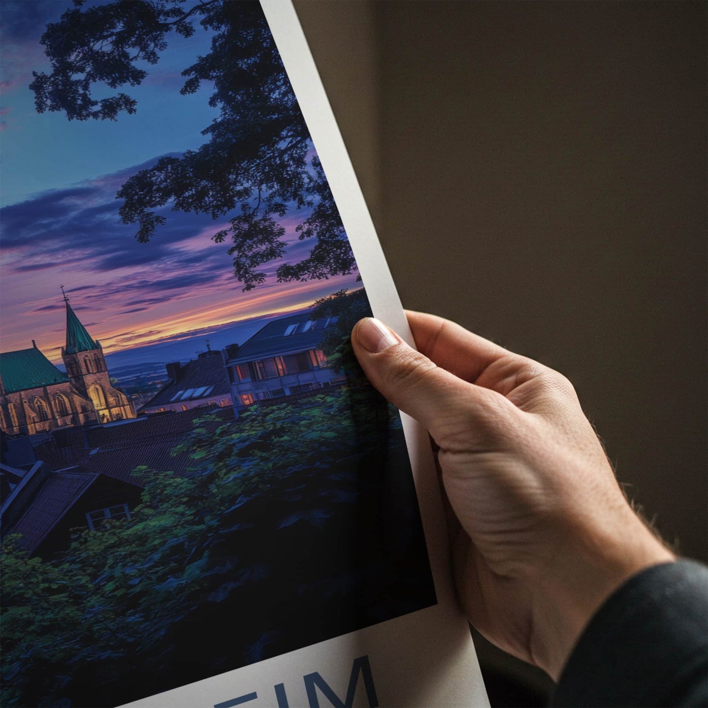 Trondheim Poster - Norway Travel Art - Nidaros Cathedral Sunset Home Decor