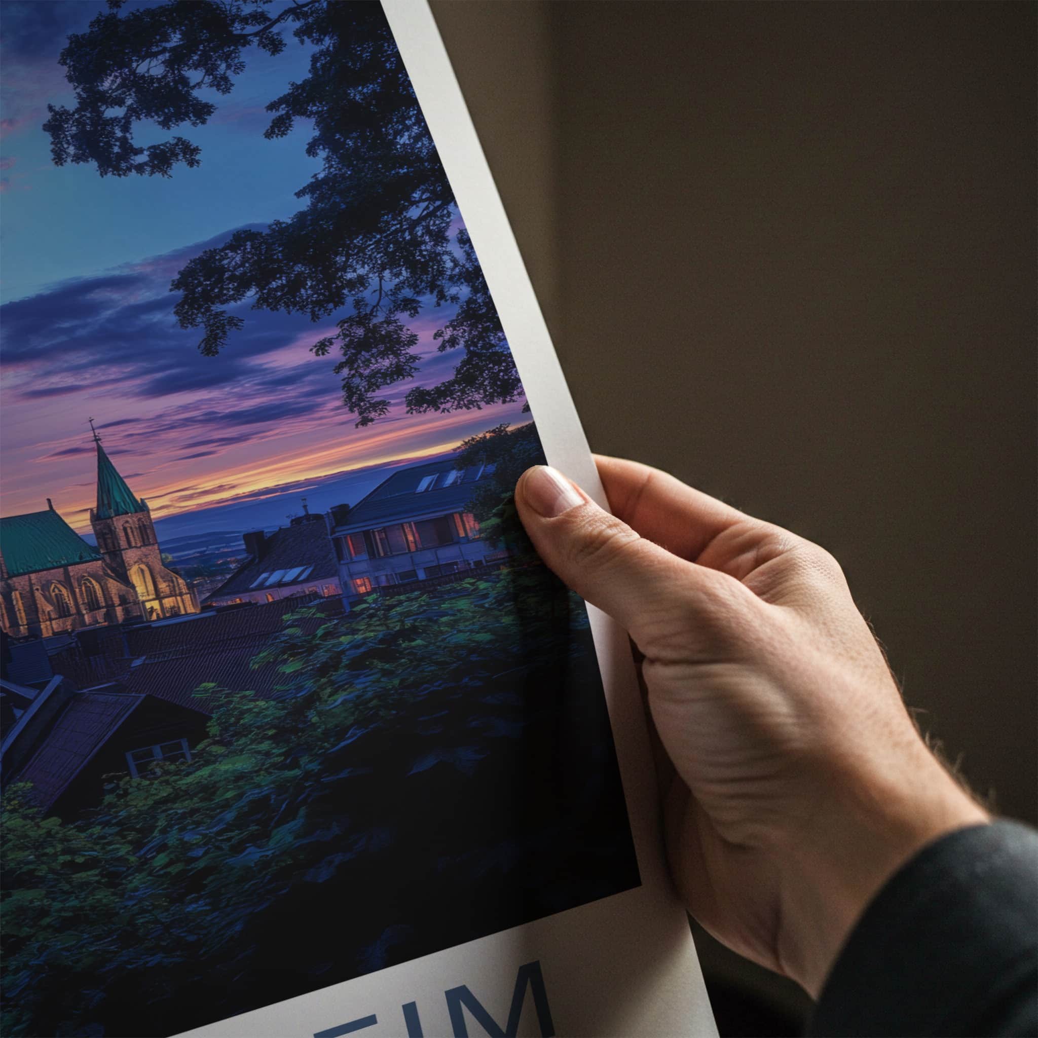 Trondheim Poster - Norway Travel Art - Nidaros Cathedral Sunset Home Decor