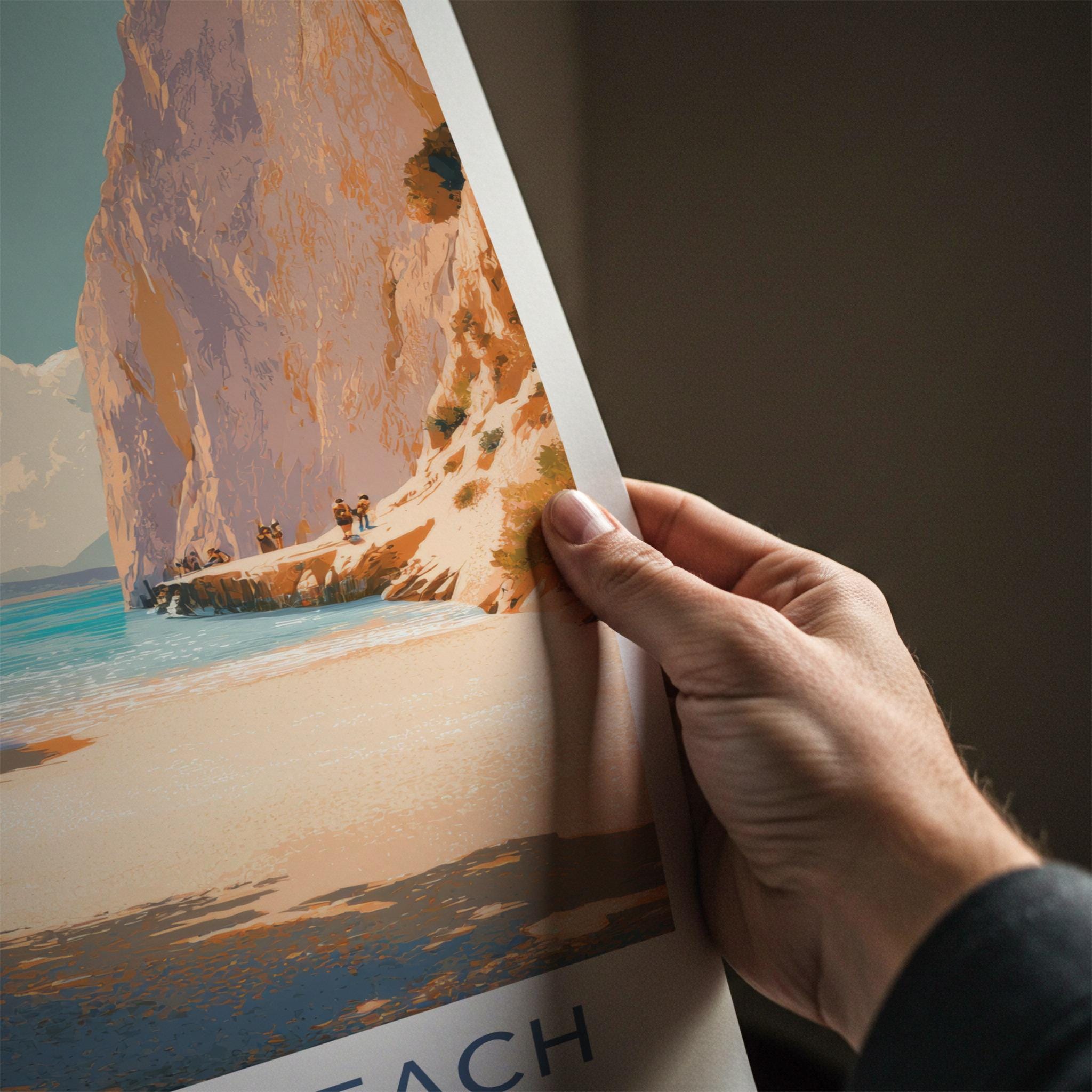 Tsigrado Beach Poster - Greece Travel Art - Secluded Beach Cove Wall Decor