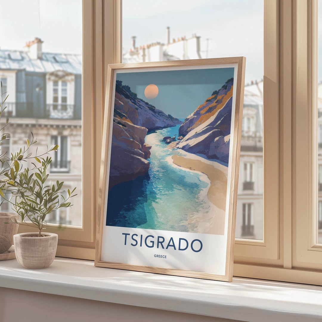 Tsigrado Poster - Greece Travel Art - Clear Water Canyon Home Decor