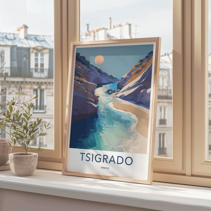 Tsigrado Poster - Greece Travel Art - Clear Water Canyon Home Decor