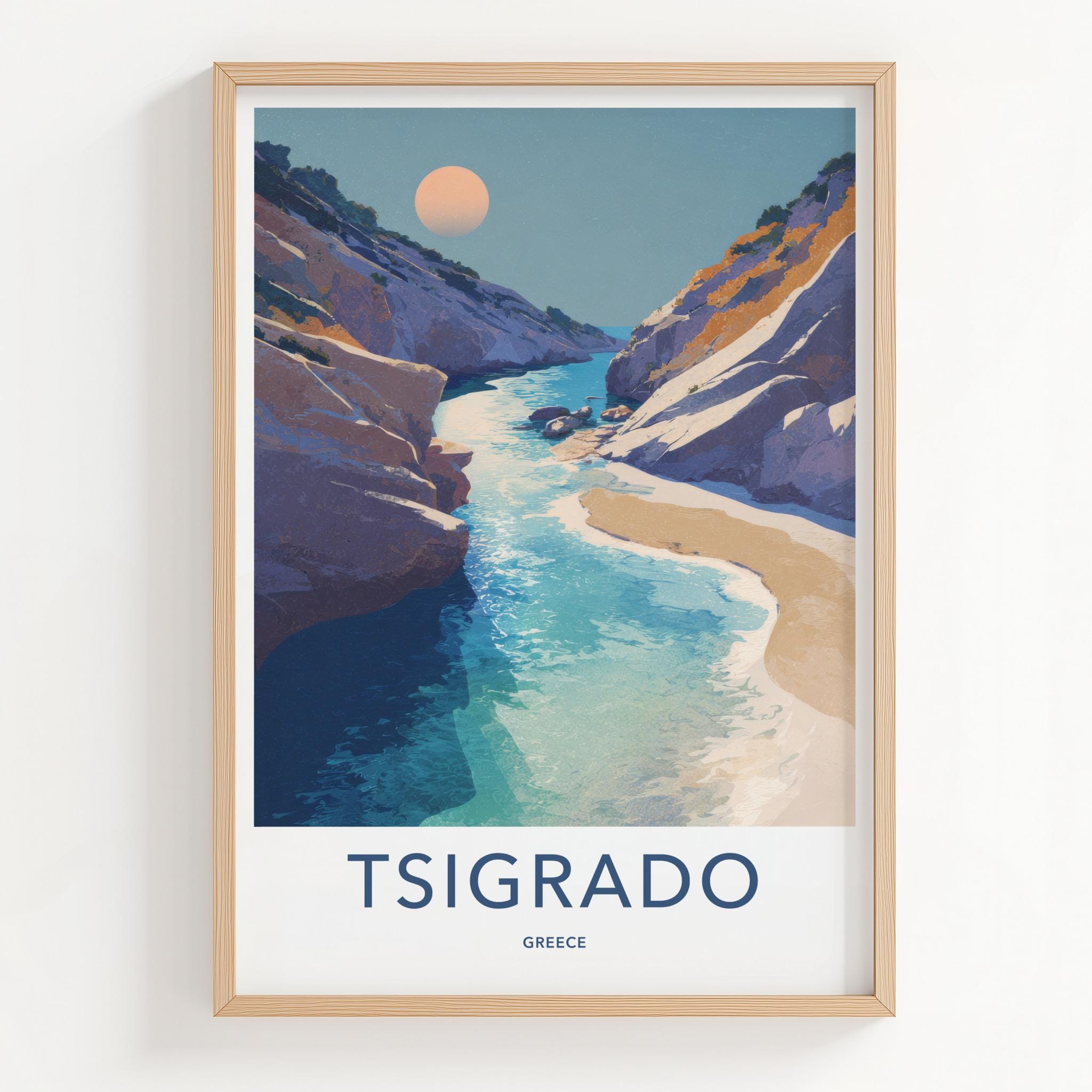 Tsigrado Poster - Greece Travel Art - Clear Water Canyon Home Decor
