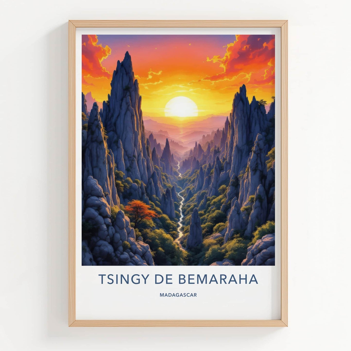 Tsingy De Bemaraha Poster - Madagascar Fine Art - Dramatic Sunset Canyon Gift