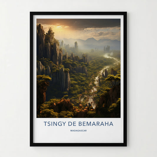 Tsingy De Bemaraha Poster - Madagascar Wall Art - Jagged Limestone Formations Gift