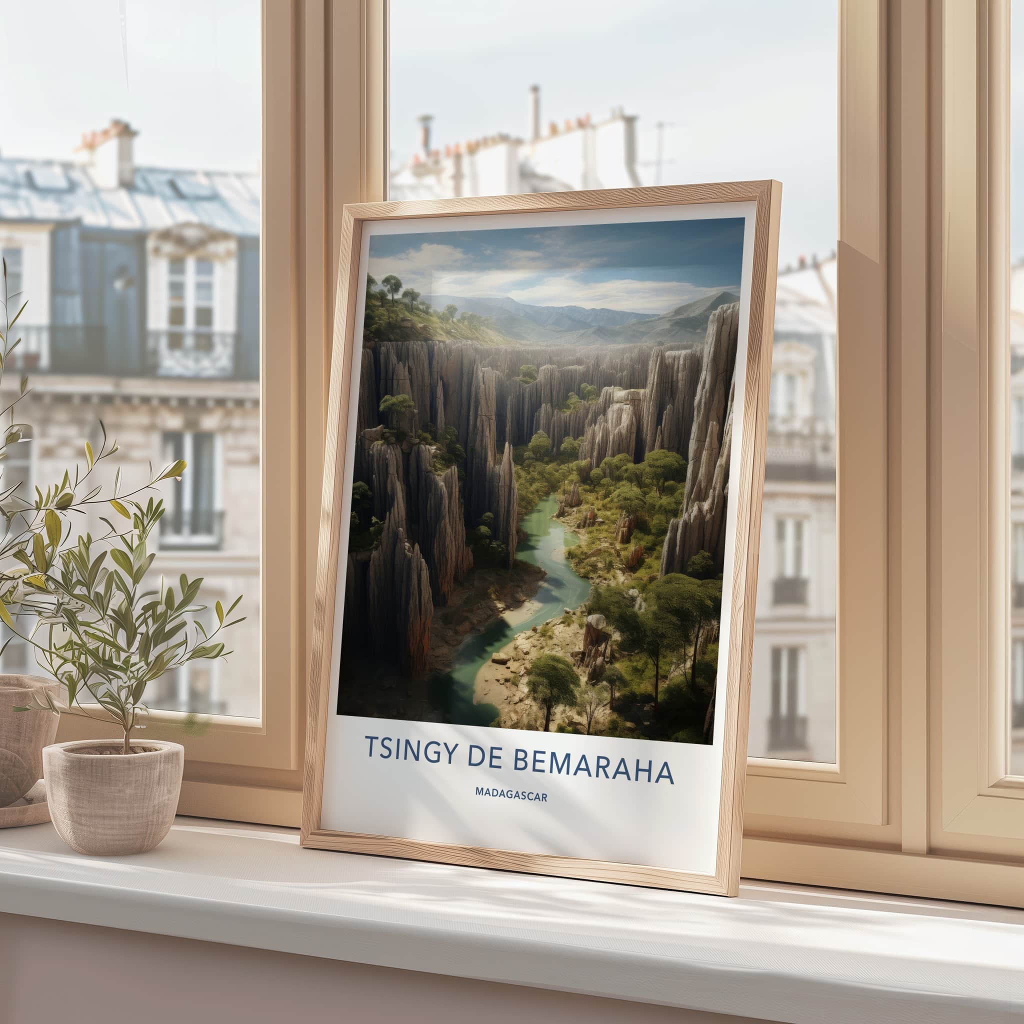 Tsingy De Bemaraha Poster - Madagascar Wall Art - Jagged Rock River Gift