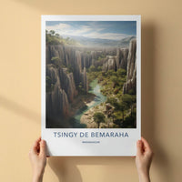Tsingy De Bemaraha Poster - Madagascar Wall Art - Jagged Rock River Gift