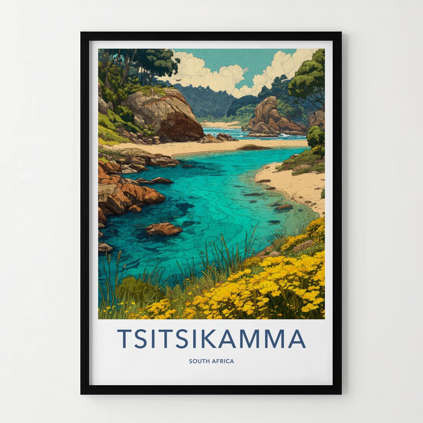 Tsitsikamma Poster - South Africa Travel Art - Clear Water Rocky Shore Home Decor