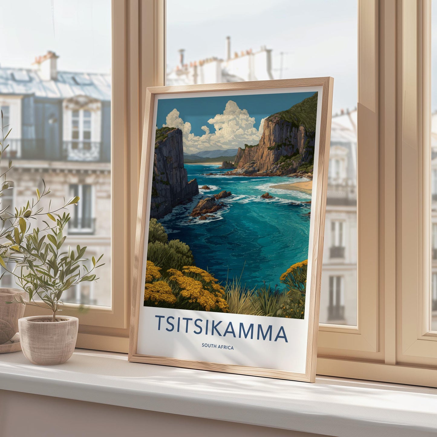 Tsitsikamma Poster - South Africa Travel Art - Golden Flowers Coast Home Decor