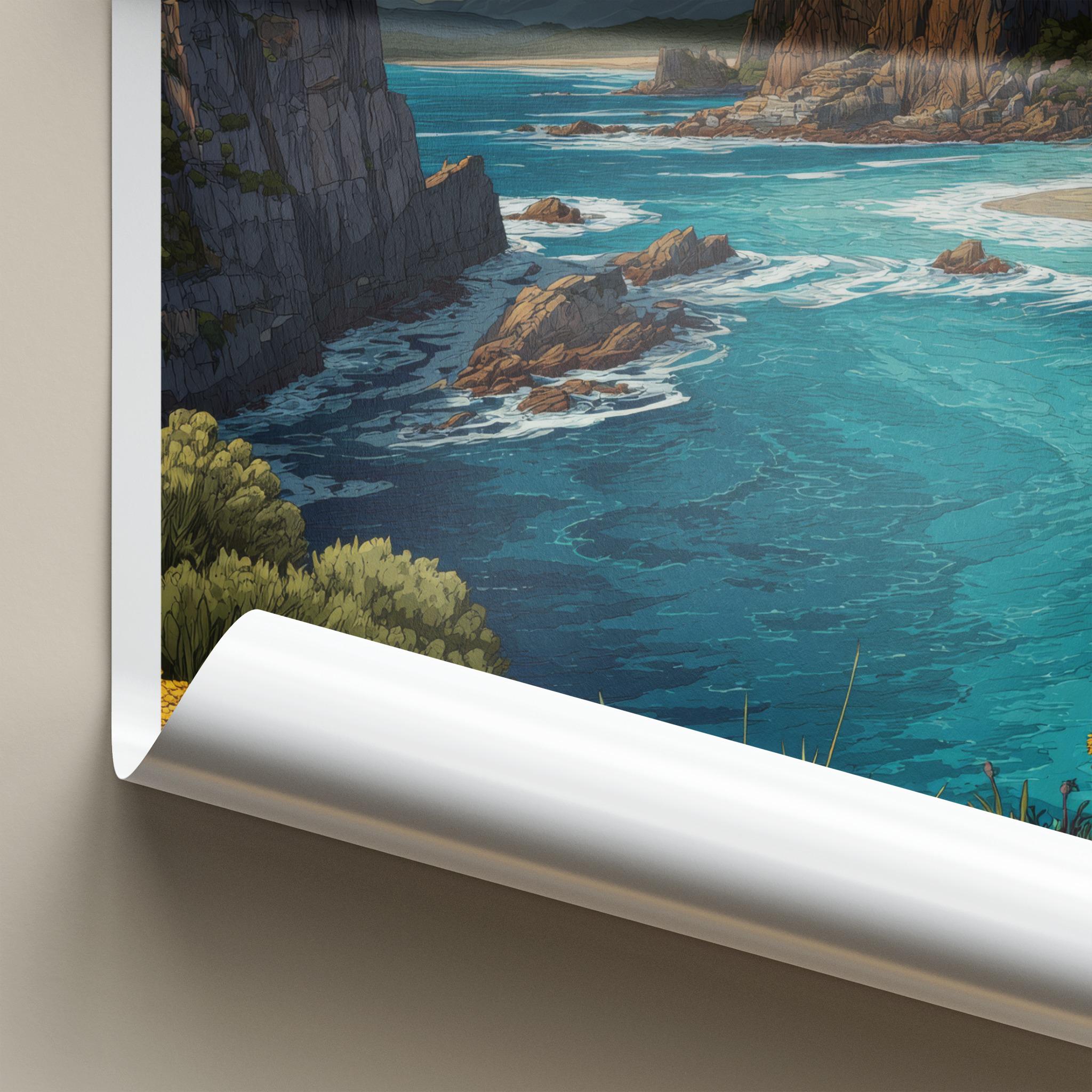Tsitsikamma Poster - South Africa Travel Art - Golden Flowers Coast Home Decor