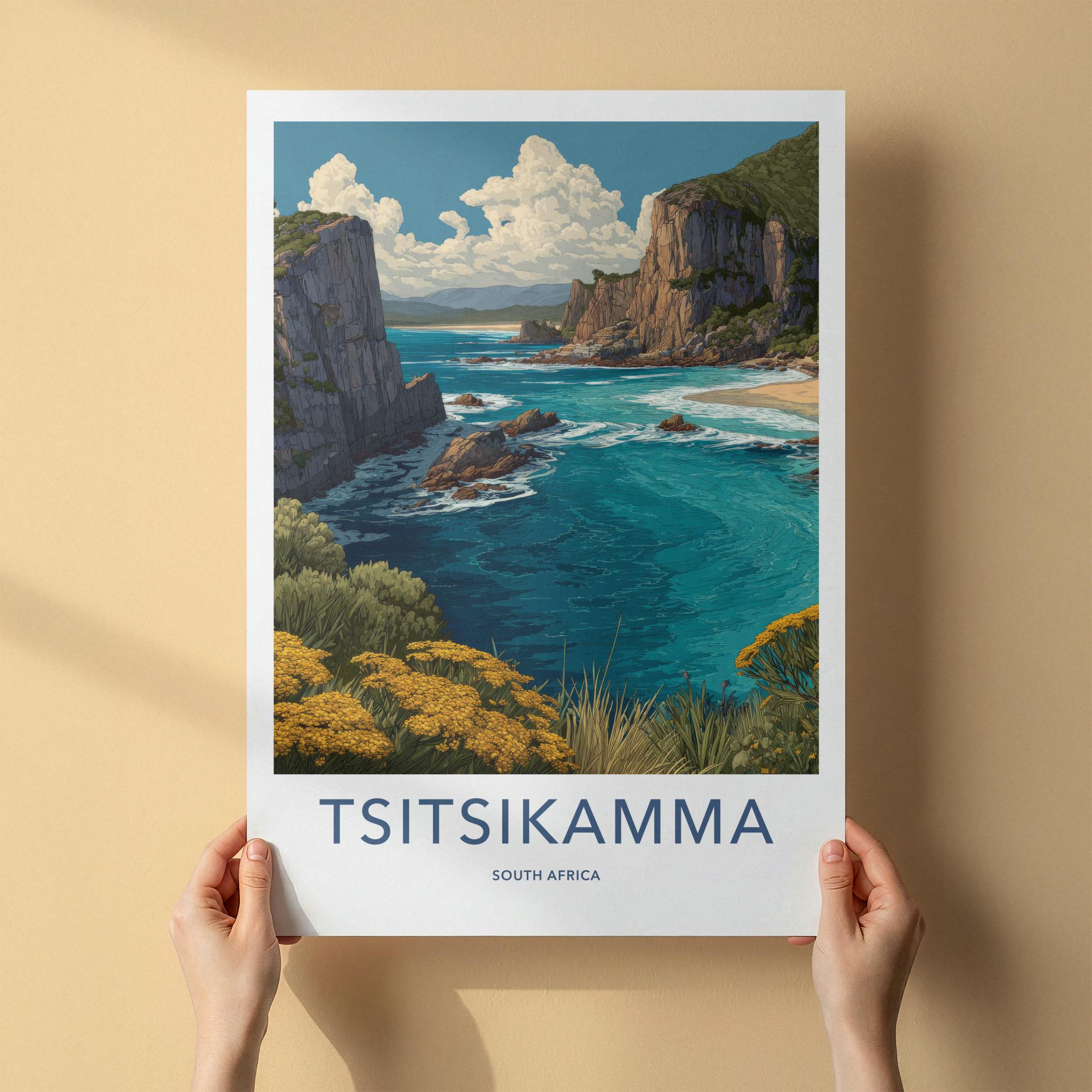 Tsitsikamma Poster - South Africa Travel Art - Golden Flowers Coast Home Decor