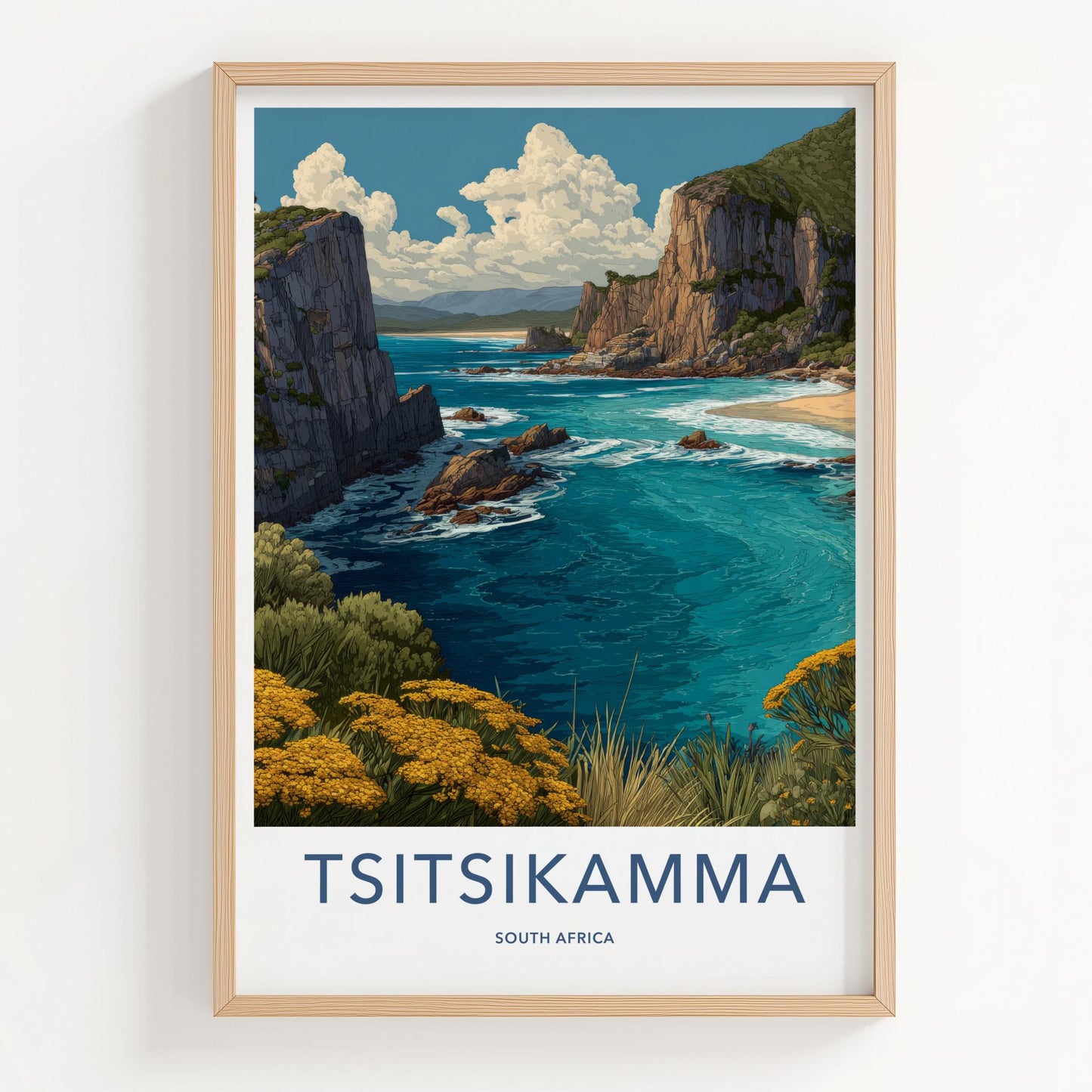 Tsitsikamma Poster - South Africa Travel Art - Golden Flowers Coast Home Decor