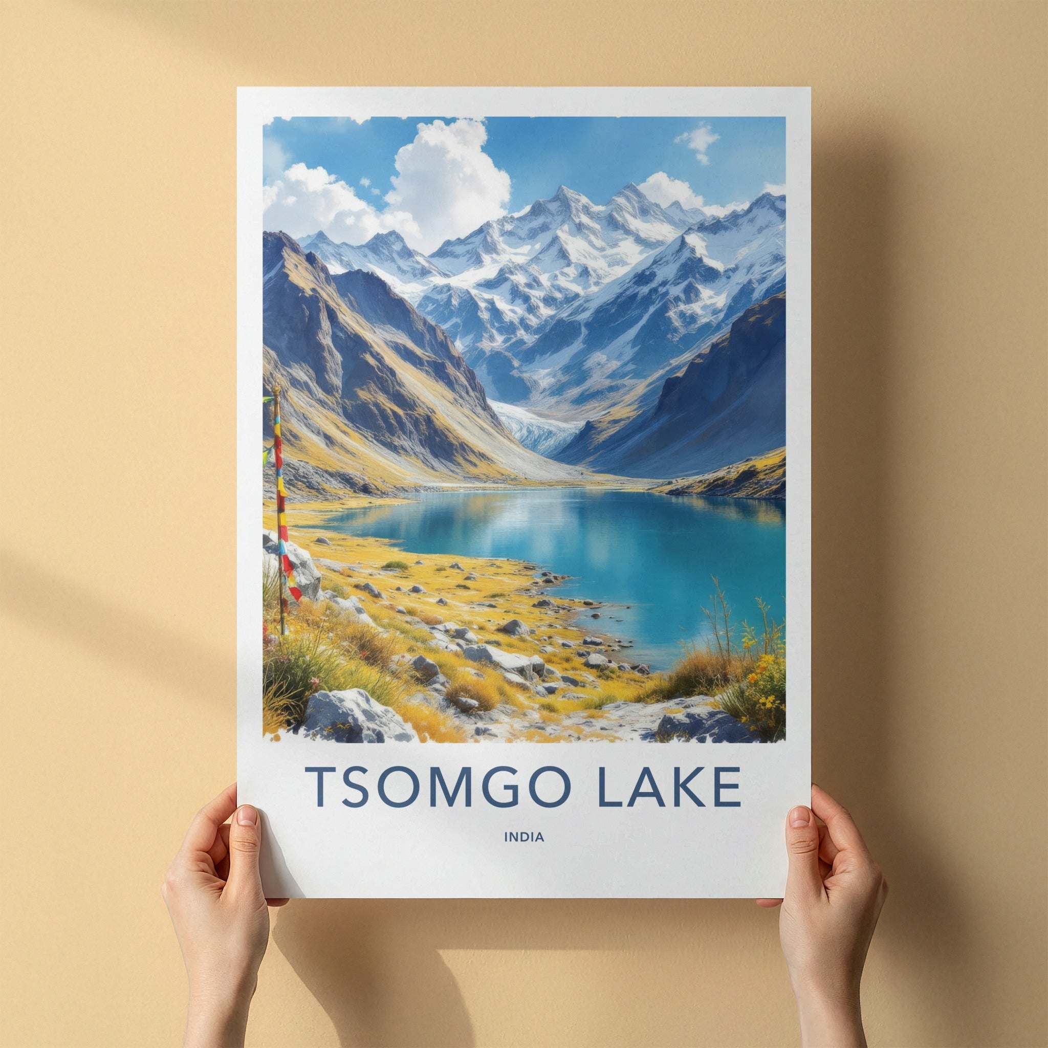 Tsomgo Lake Poster - India Travel Art - Sikkim Glacial Lake Home Decor