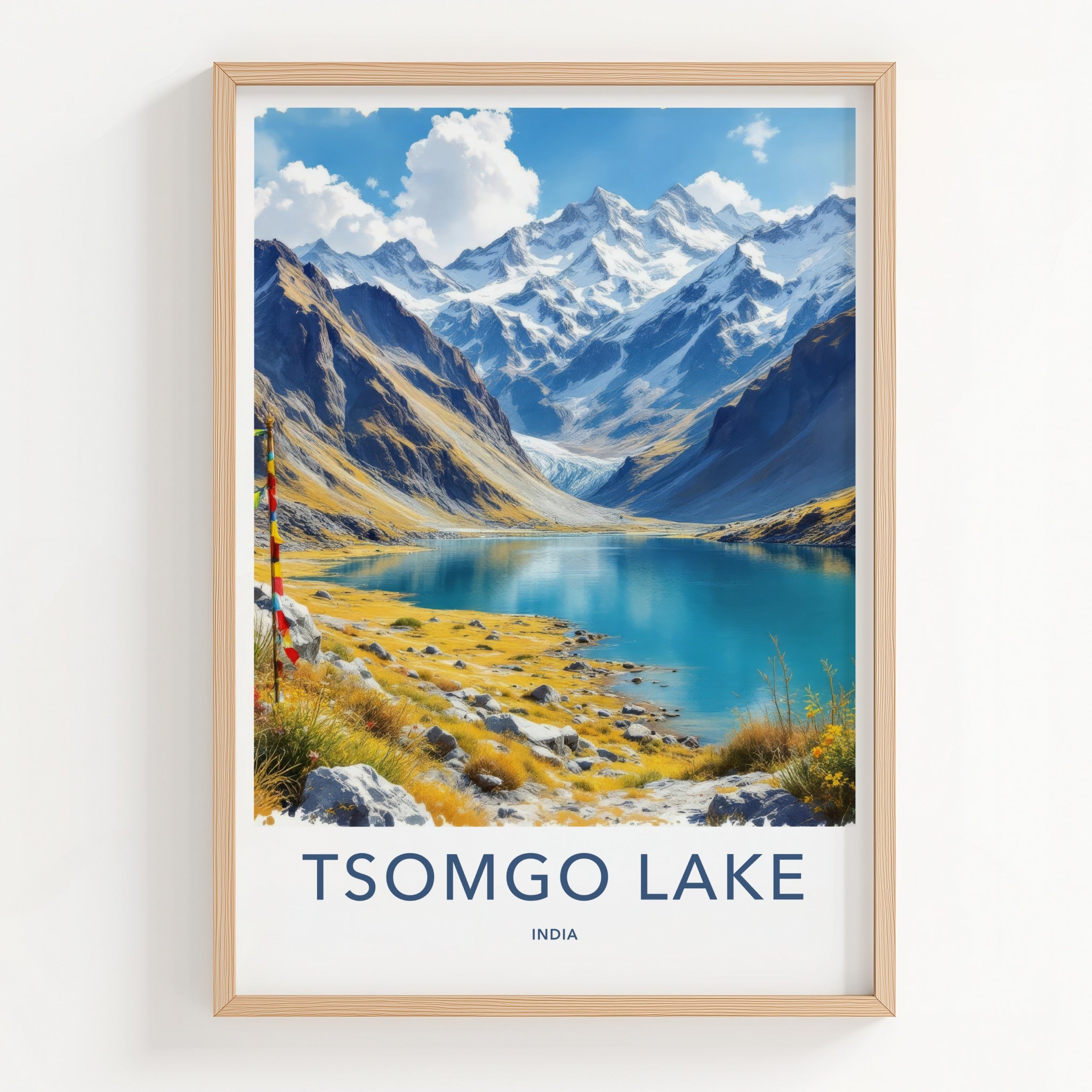 Tsomgo Lake Poster - India Travel Art - Sikkim Glacial Lake Home Decor