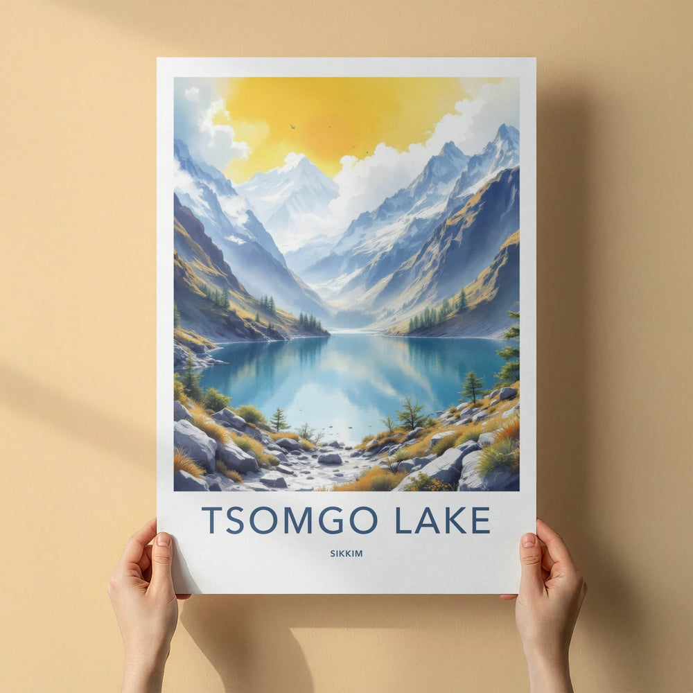 Tsomgo Lake Poster - India Travel Art - Sikkim Serene Mountain Vista Gallery Art