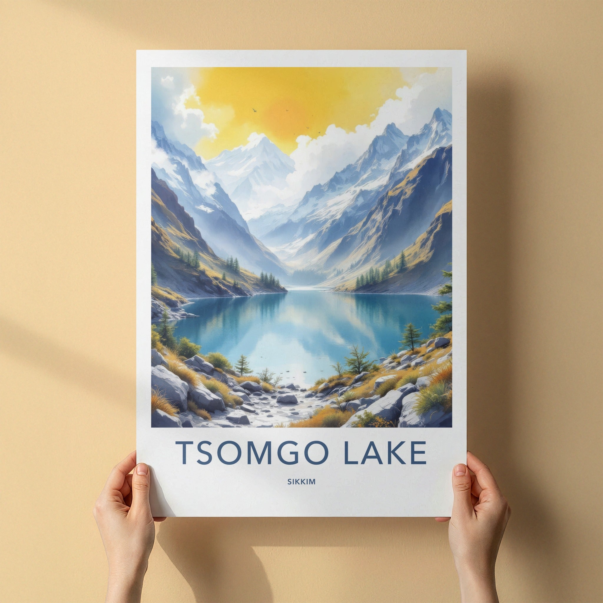 Tsomgo Lake Poster - India Travel Art - Sikkim Serene Mountain Vista Gallery Art