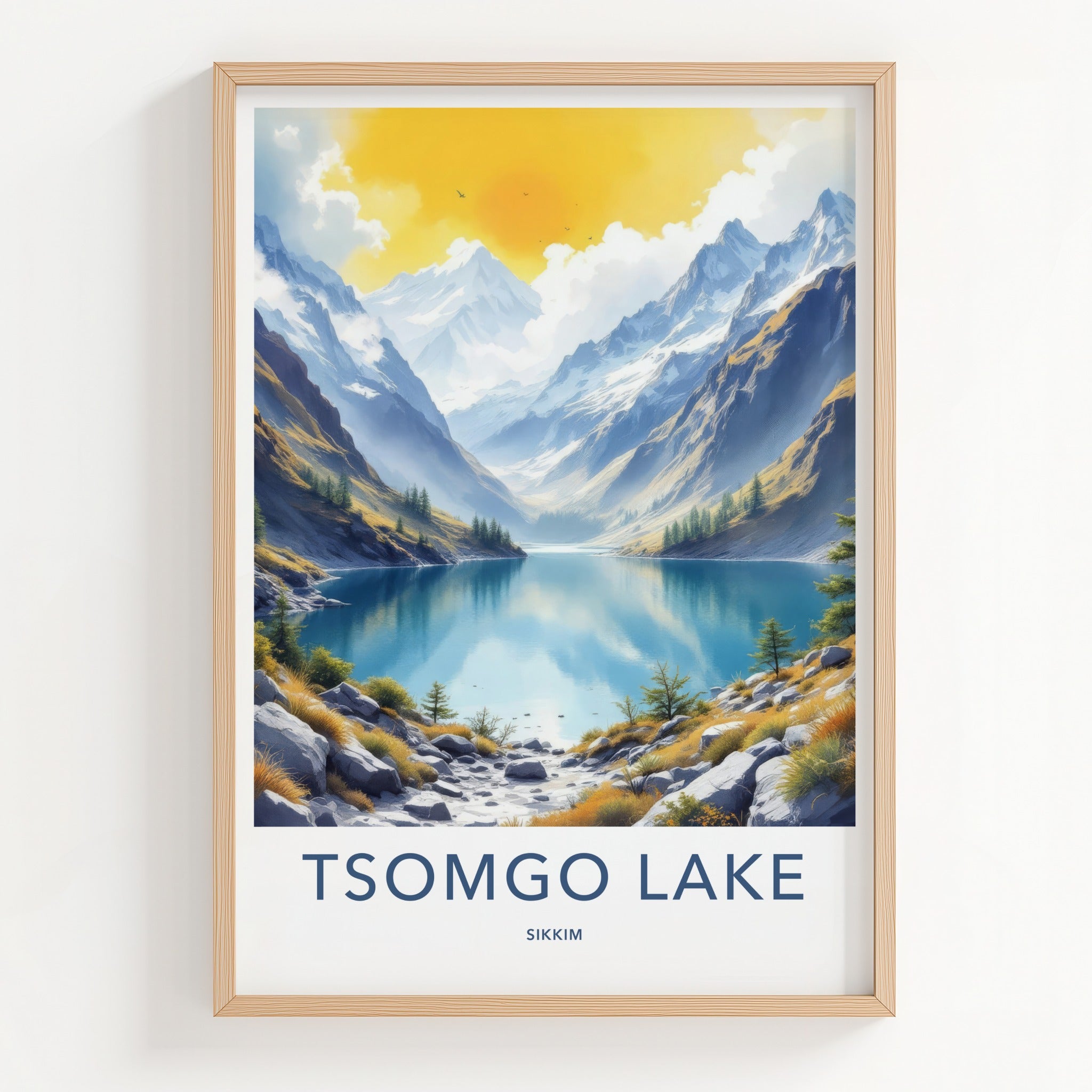 Tsomgo Lake Poster - India Travel Art - Sikkim Serene Mountain Vista Gallery Art