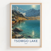 Tsomgo Lake Poster - India Travel Print - Yak Water Mountain Gallery Art