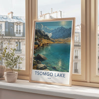 Tsomgo Lake Poster - India Travel Print - Yak Water Mountain Gallery Art